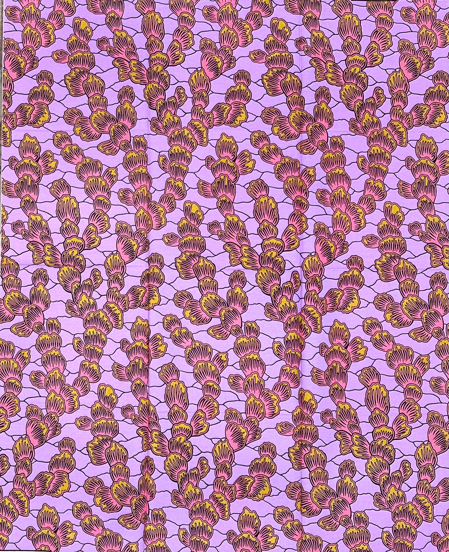 African Print Fabric/Ankara - Purple, Pink, Brown "Little By Little" Design, 1 Yard