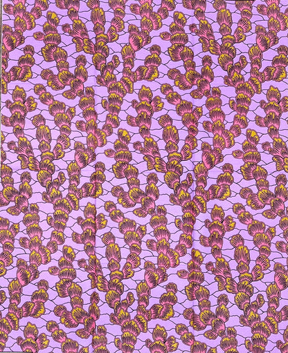 African Print Fabric/Ankara - Purple, Pink, Brown "Little By Little" Design, 1 Yard