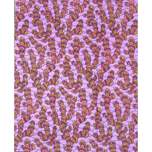African Print Fabric/Ankara - Purple, Pink, Brown "Little By Little" Design, 1 Yard