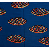 African Print Fabric/ Ankara - Blue, Brown 'Waffles,' YARD or WHOLESALE