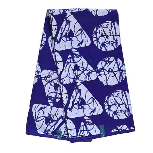 African Print Fabric/ Ankara - Shades of Blue 'House of Sankofa' Design, YARD or WHOLESALE