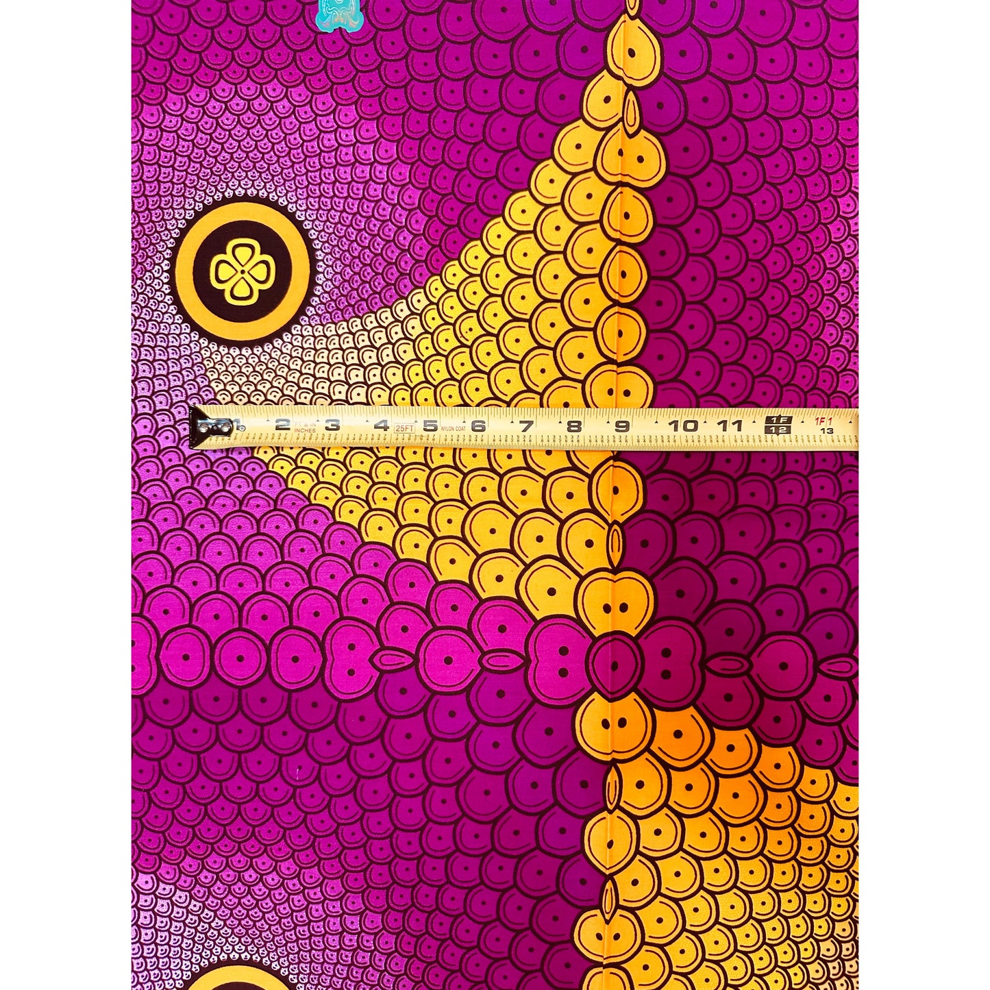 African Fabric/ Ankara - Marigold, Brown 'Magenta Continuum' Design, YARD or WHOLESALE