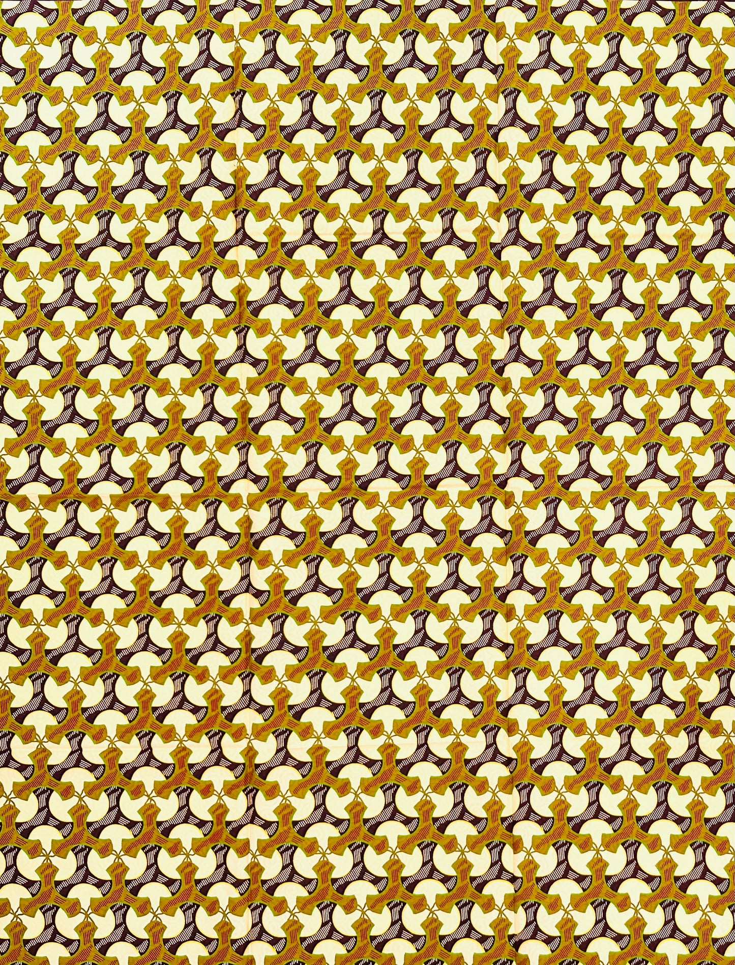 African Print Fabric/ Ankara - Cream, Green, Brown ‘The Family Treasurer' Design, YARD