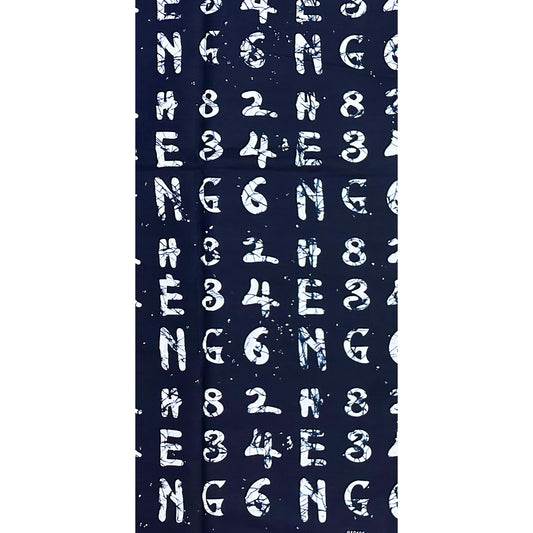 African Print Fabric/ Ankara - Blue, White 'Do The Math', Yard or Wholesale