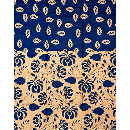 African Fabric/ Ankara - Blue, Light Brown 'Heritage Still' YARD or WHOLESALE