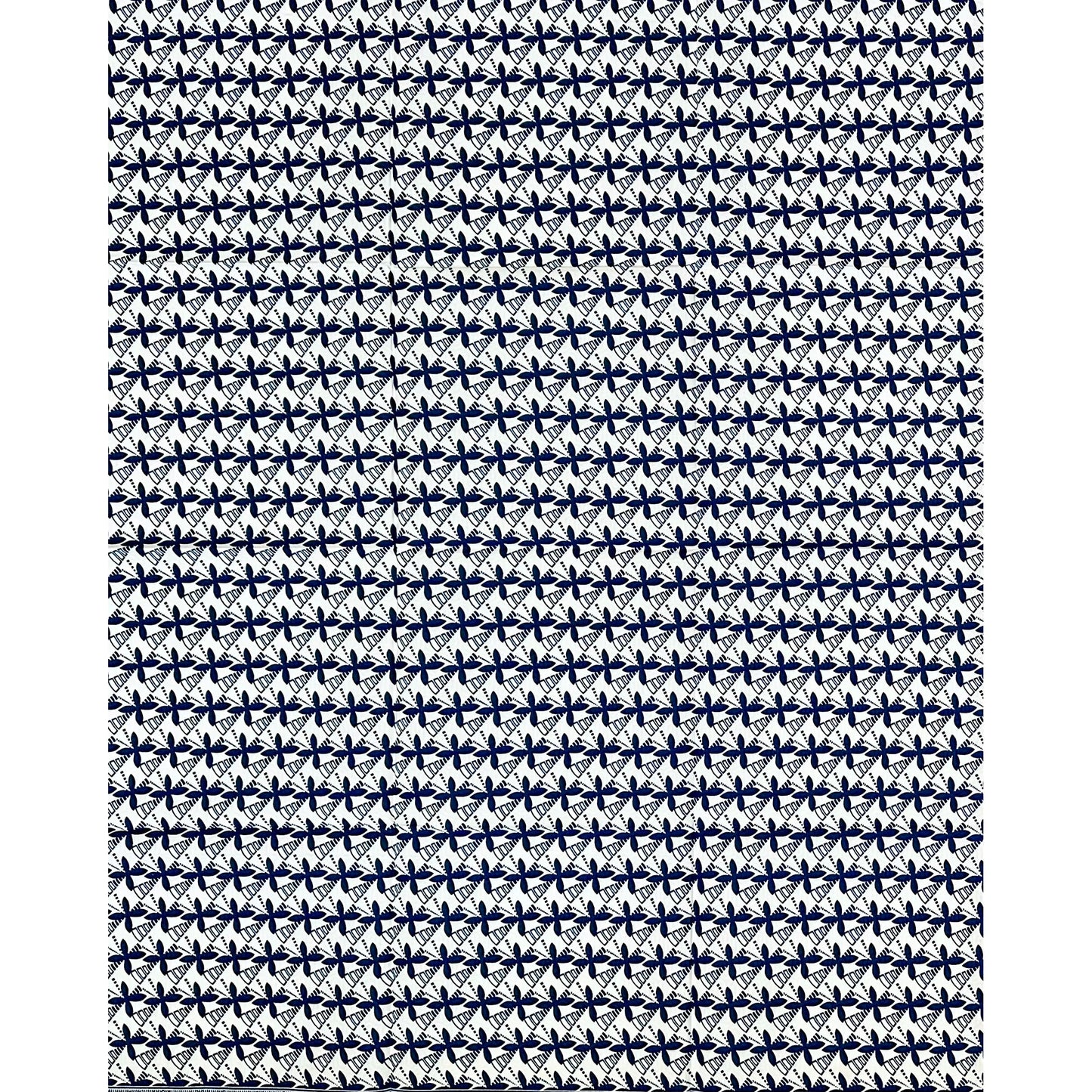 African Print Fabric/ Ankara - Blue, White 'Joy That Loves You Back', 1 Yard