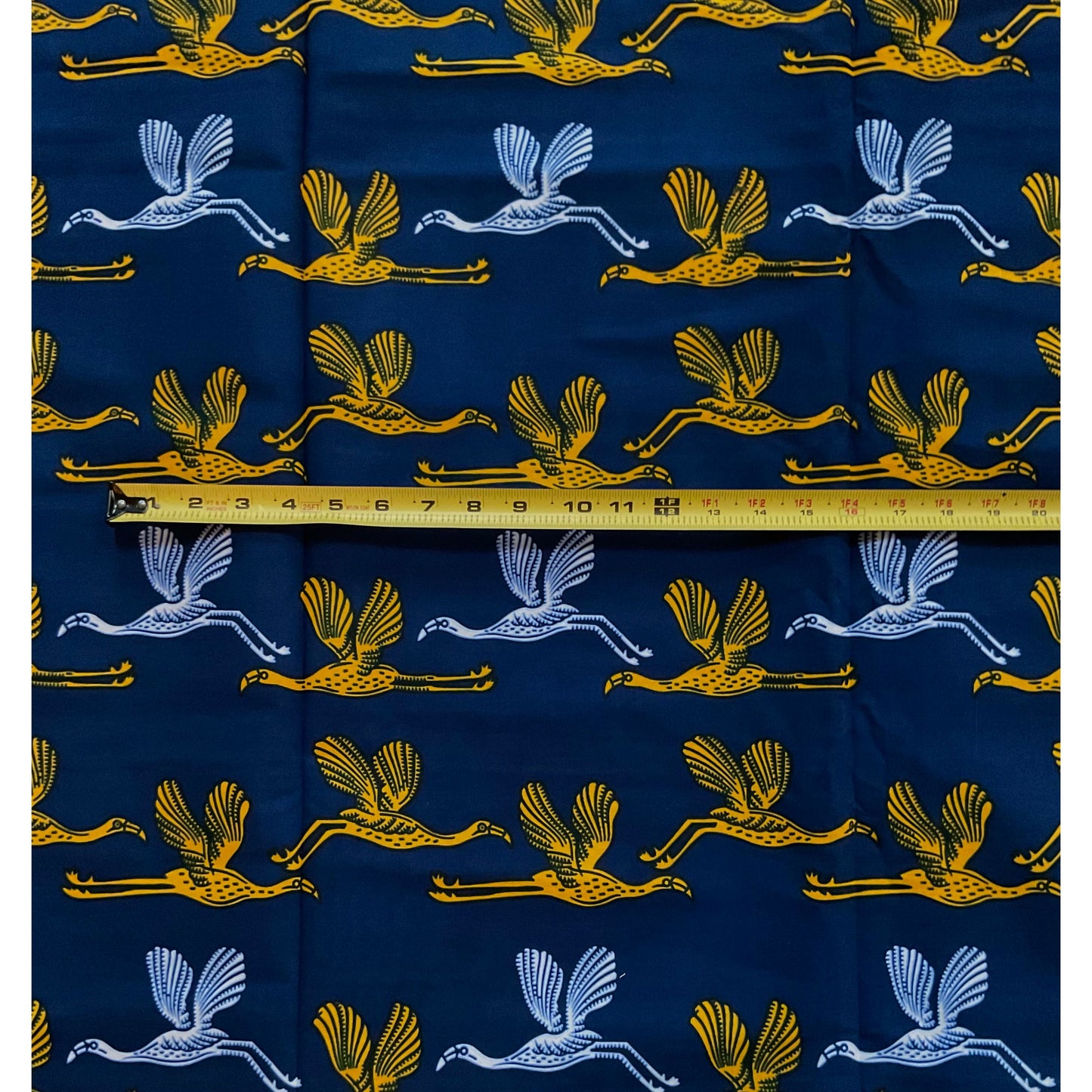 African Print Fabric/ Ankara - Blue, Yellow, White 'Special Delivery' Design, YARD or WHOLESALE