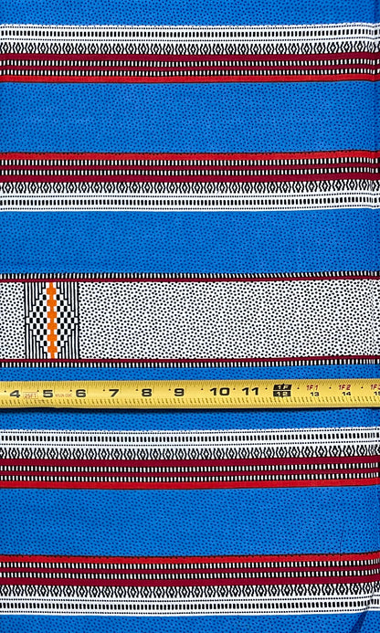 African Print Fabric/ Ankara - Blue, Black, Orange, Red 'Soft Static' Design, YARD or WHOLESALE