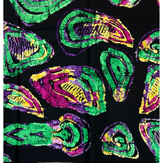 African Print Fabric/Ankara - Black, Green, Purple, Yellow 'Shayo Circle', YARD or WHOLESALE