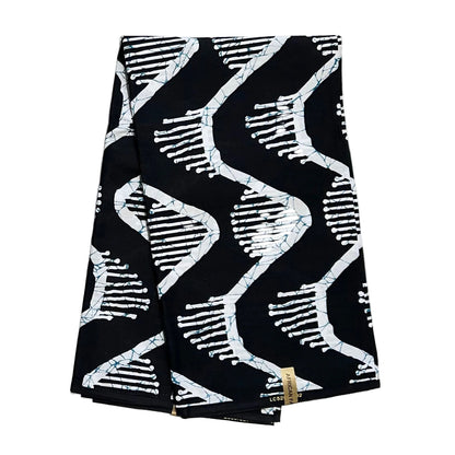 African Print Fabric/ Ankara - Black, White 'Bullseye' Design, YARD or WHOLESALE