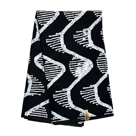 African Print Fabric/ Ankara - Black, White 'Bullseye' Design, YARD or WHOLESALE