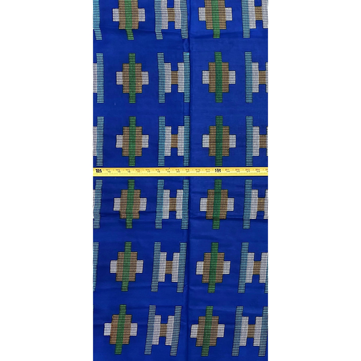 African Print Fabric/ Ankara - Blue, Orange, Green 'Common Ground' Design, YARD or WHOLESALE