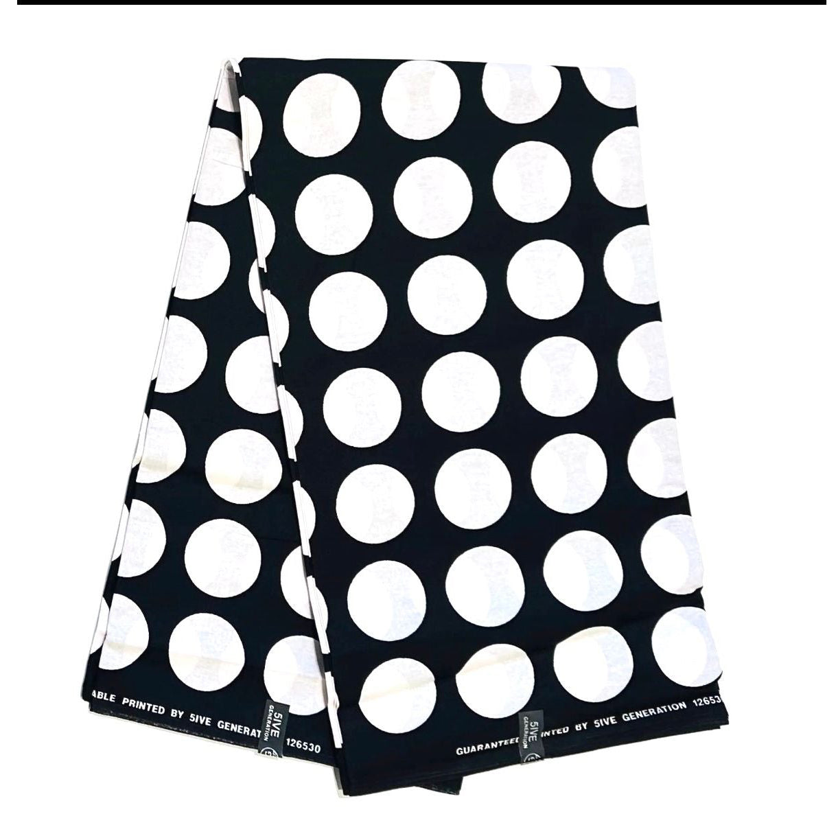 African Print Fabric/ Ankara - Black, White 'Polka Dot' Design, YARD or WHOLESALE
