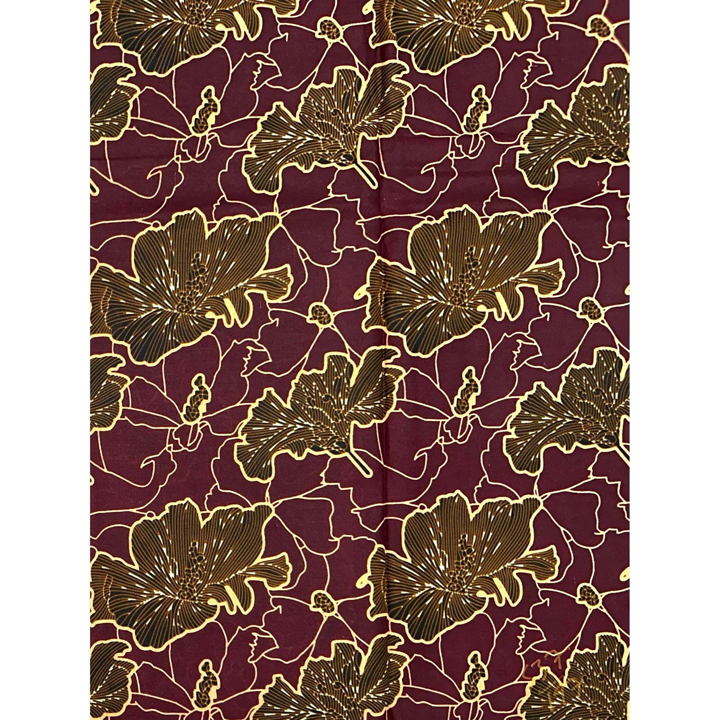 African Print Fabric/ Ankara - Brown, Beige 'Floraison Royale' Design, YARD or WHOLESALE