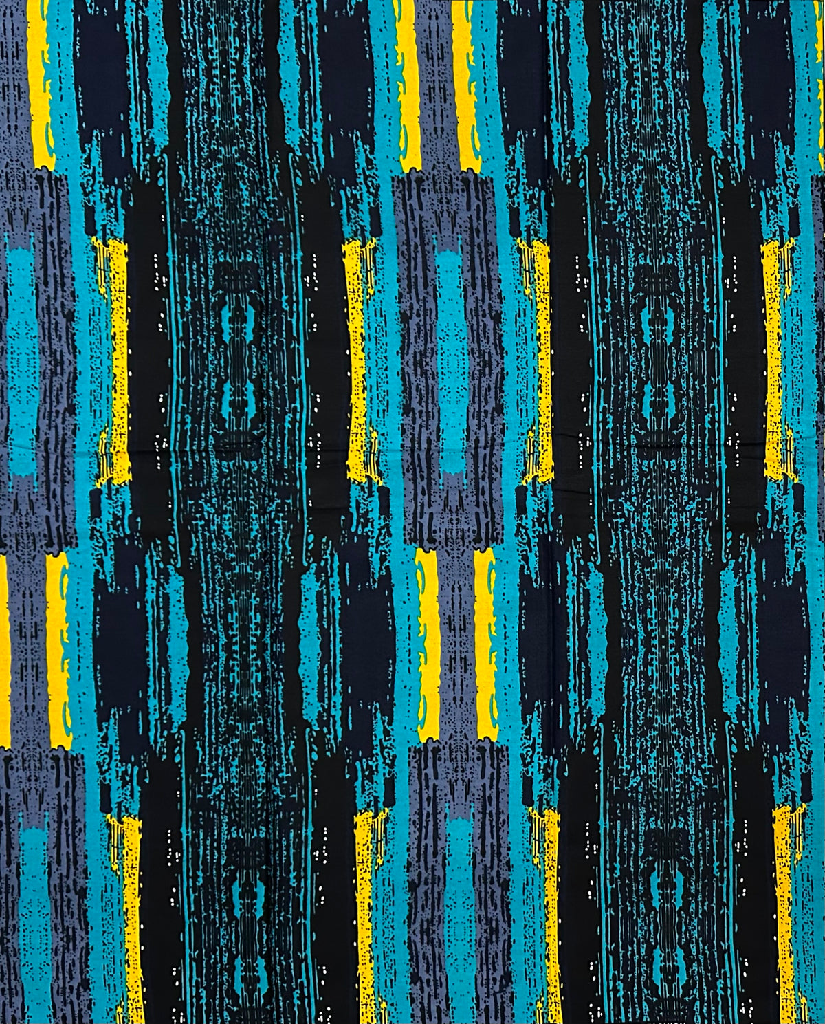 African Print Fabric/ Ankara - Shades of Blue, Yellow, Gray 'Strokes of Genius' Design, YARD or WHOLESALE