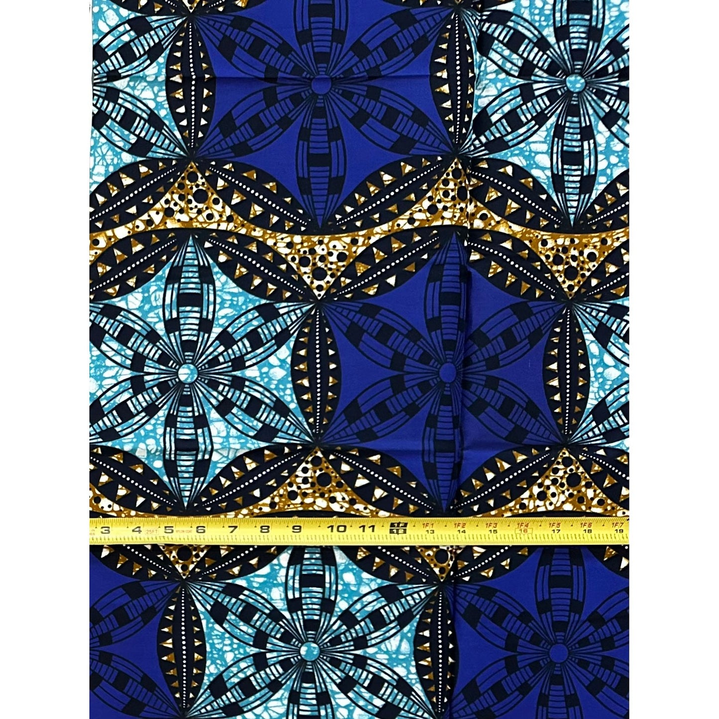 African Print Fabric/ Ankara - Brown, Blue, Black 'Stars Do Not Clash', 1 YARD