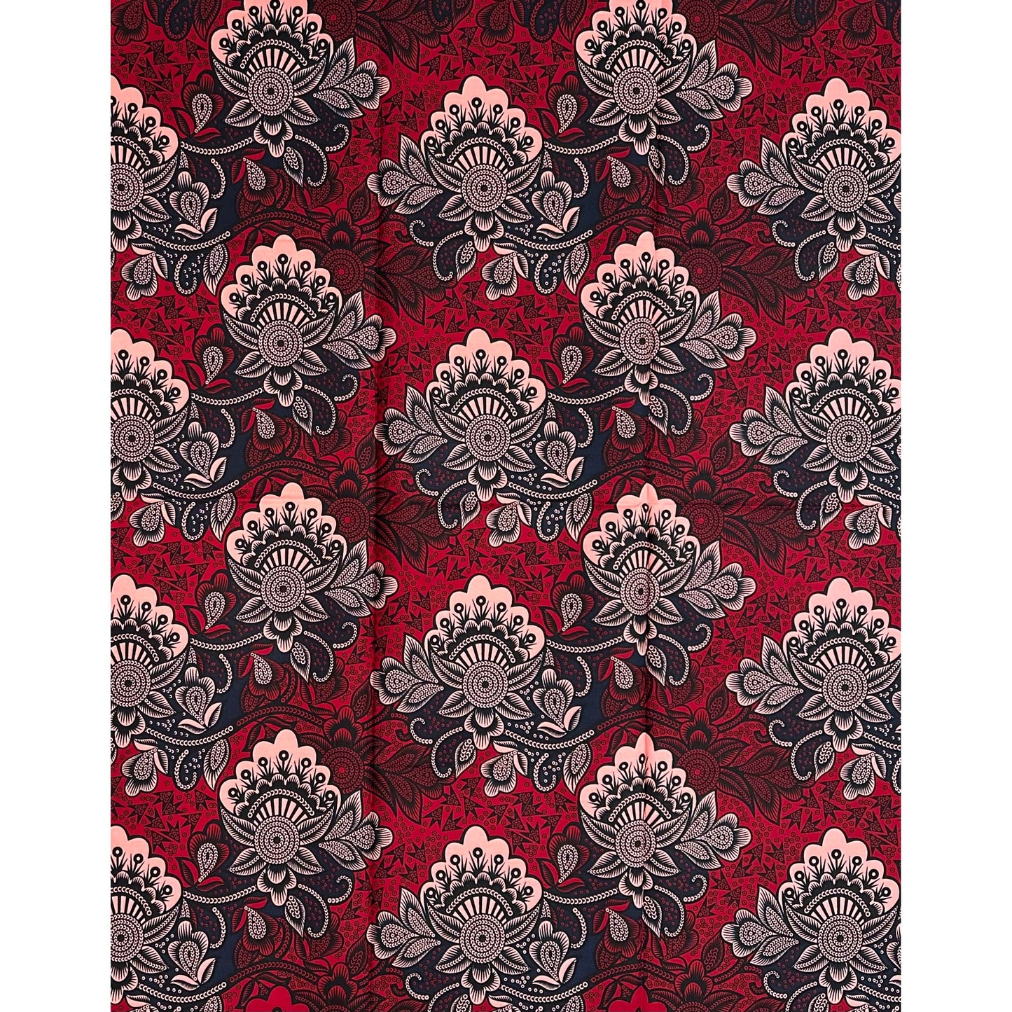 African Print Fabric/ Ankara - Red, Pink, Black ‘Passion Must Show' Design, 1 YARD