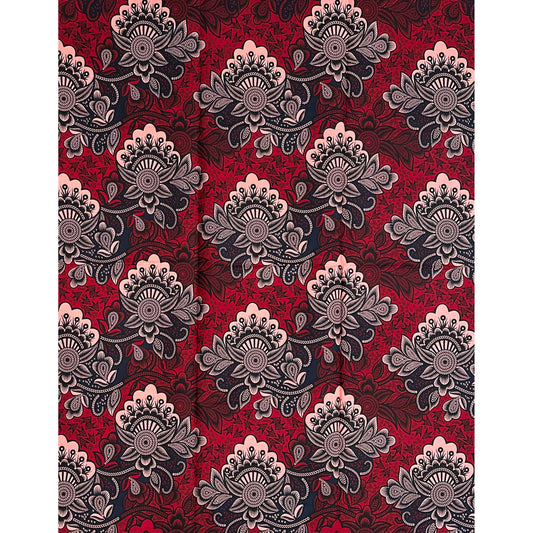 African Print Fabric/ Ankara - Red, Pink, Black ‘Passion Must Show' Design, 1 YARD