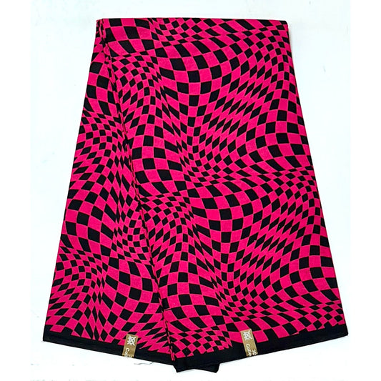 African Print Fabric/ Ankara - Magenta, Black 'Kikapu Kiss” YARD or WHOLESALE