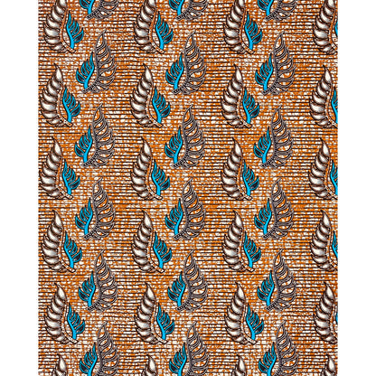 African Print Fabric/ Ankara - Brown, Blue 'Booked Through December ', YARD or WHOLESALE