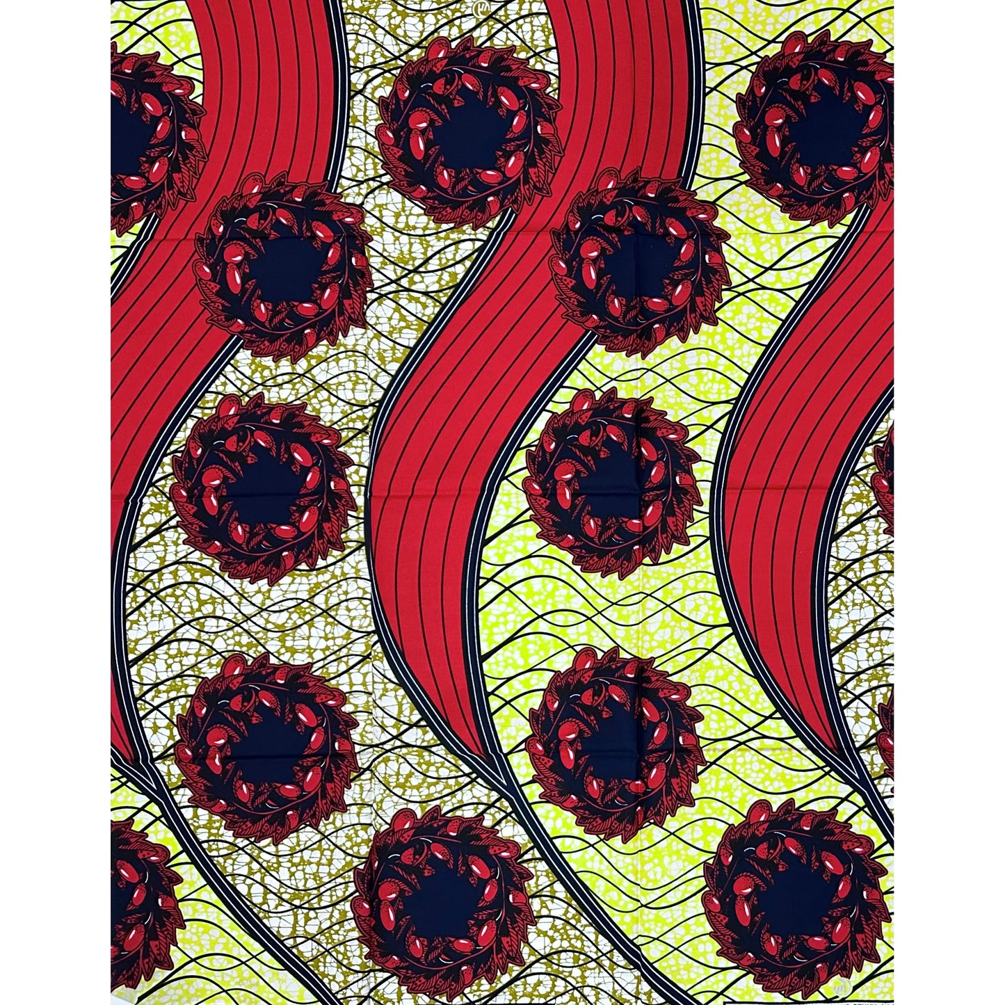 African Print Fabric/ Ankara - Brown, Red, Yellow 'Gist Queen', 1 YARD