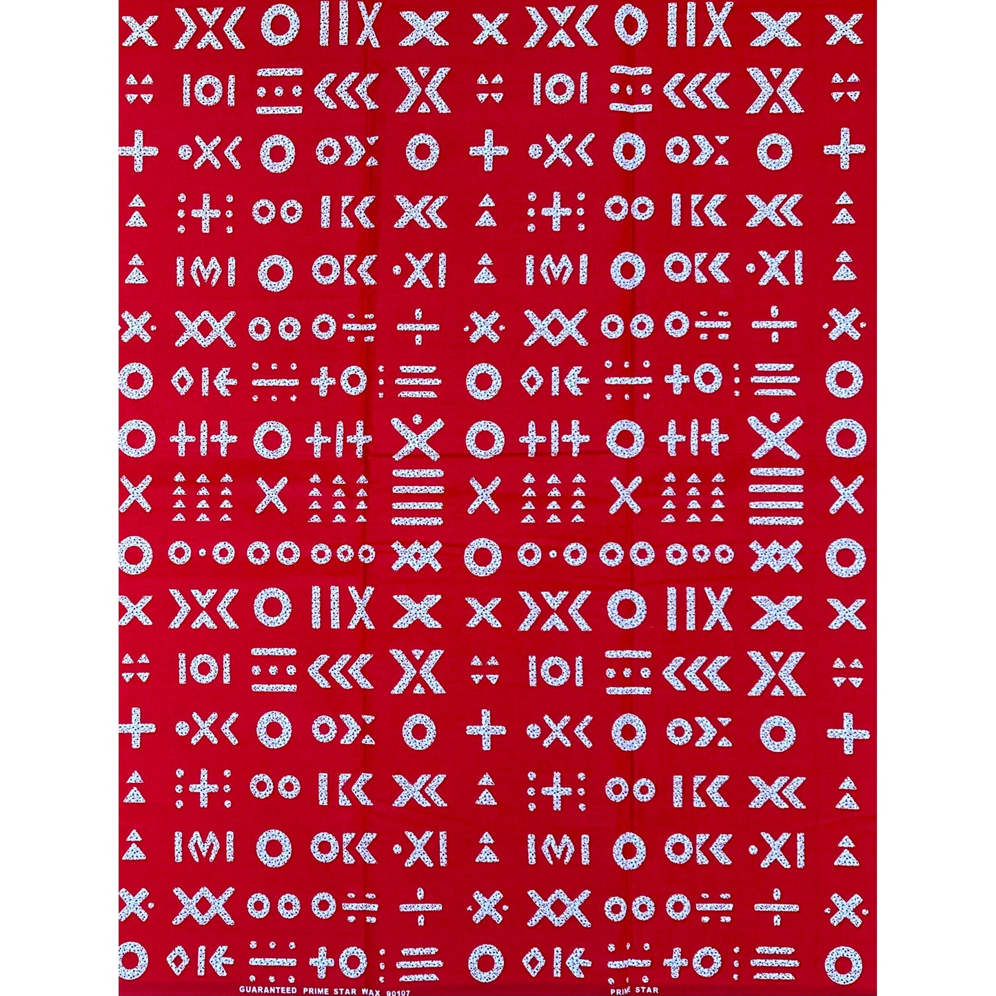 African Print Fabric/ Ankara - Red, White 'Talking Mark', Per Yard or Wholesale