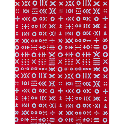 African Print Fabric/ Ankara - Red, White 'Talking Mark', Per Yard or Wholesale