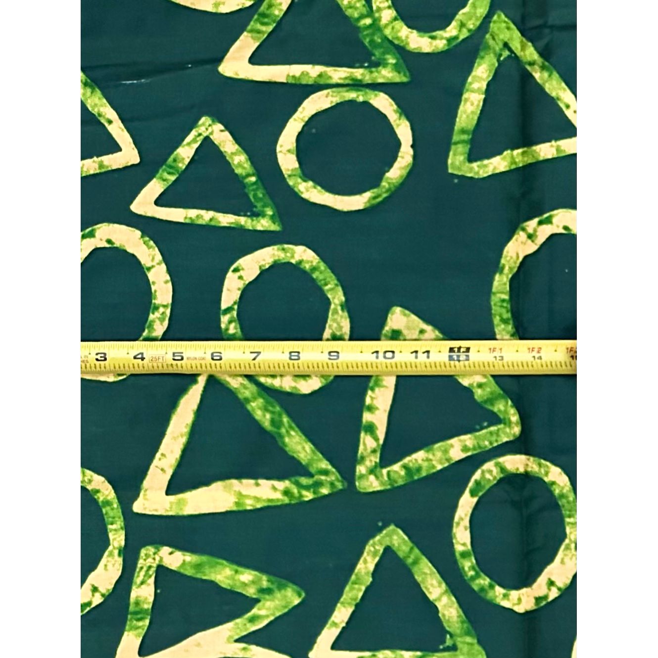 African Print Fabric/ Ankara - Green, Beige 'Ifa Geometry', YARD or WHOLESALE