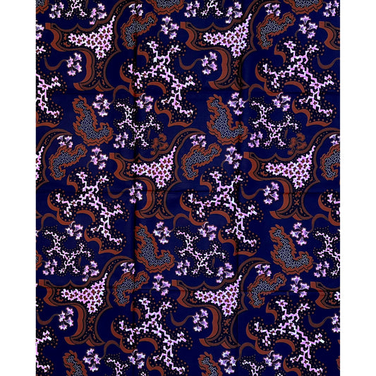 African Print Fabric/Ankara - Purple, Brown "Sacred Mechanics" Design
