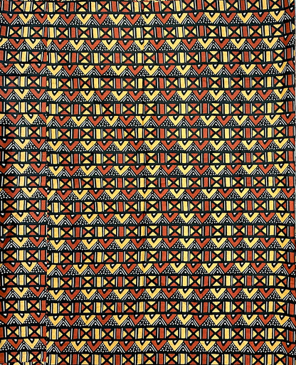 African Print Fabric/ Ankara - Brown, Beige, Black "Clay & Kin", YARD or WHOLESALE