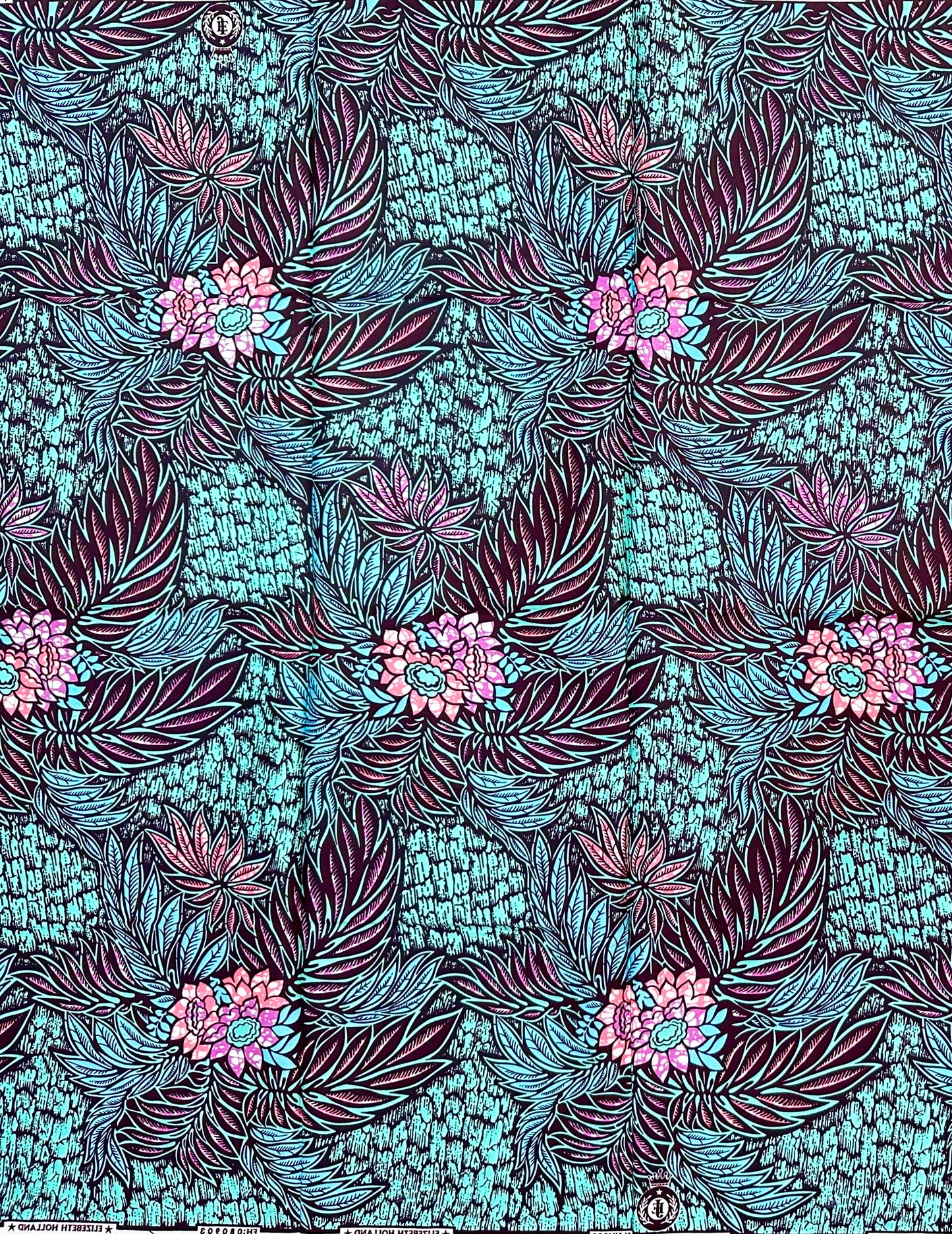 African Print Fabric/ Ankara - Purple, Blue, Pink, Mint Green ‘Out of Office Forever' Design, 1 YARD