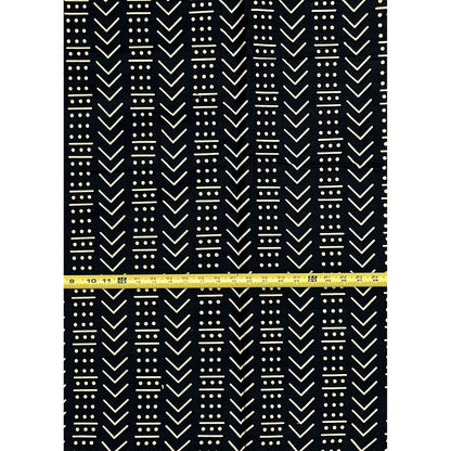 African Print Fabric/ Ankara - Black, Beige 'Dakar Dash’, YARD or WHOLESALE