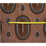 African Print Fabric/ Ankara - Brown, Blue 'Nandi,' YARD