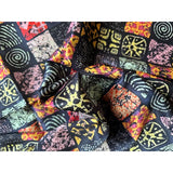 African Print, Satin Fabric - Pink, Black, Yellow, Red, Beige "Camelia", Per Yard or Wholesale