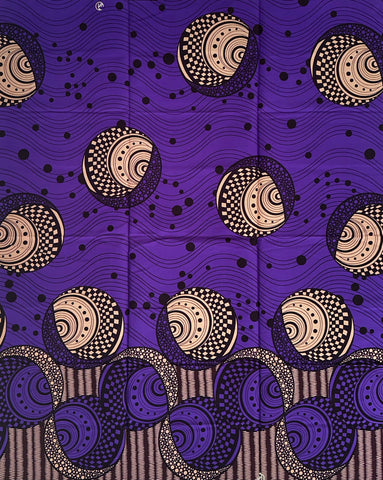 African Print Fabric/ Ankara - Purple, Brown "Rich Vuyani" YARD or WHOLESALE