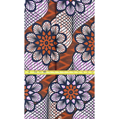 African Print Fabric/ Ankara - Pink, Purple, Brown "Owambe" Design, Yard