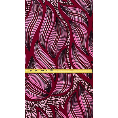African Print Fabric/ Ankara - Pink, Red, Brown "High Standards" Design, Yard