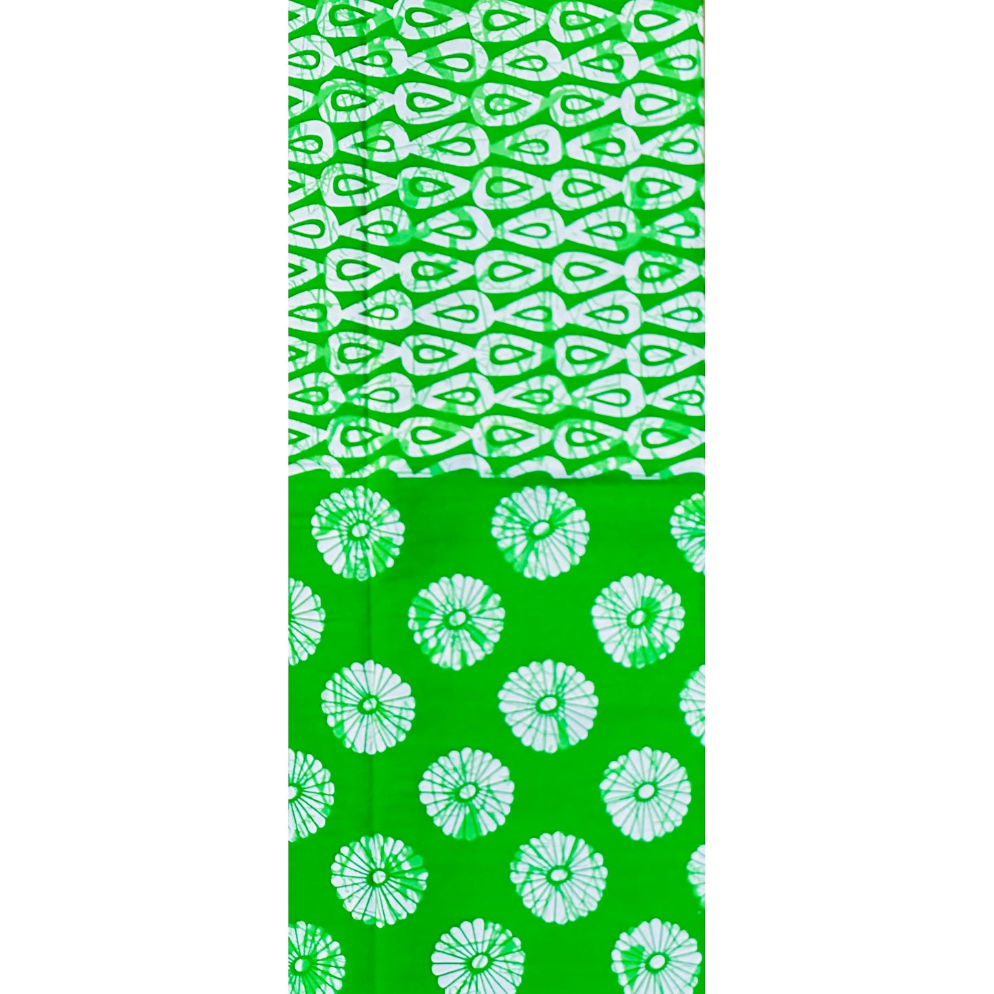 African Print Fabric/ Ankara - Green, White 'Eji’s Riddle' Design, YARD or WHOLESALE