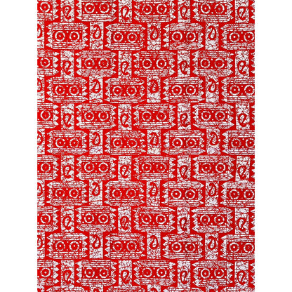 African Print Fabric/ Ankara - White, Red 'Echo of Life', YARD or WHOLESALE