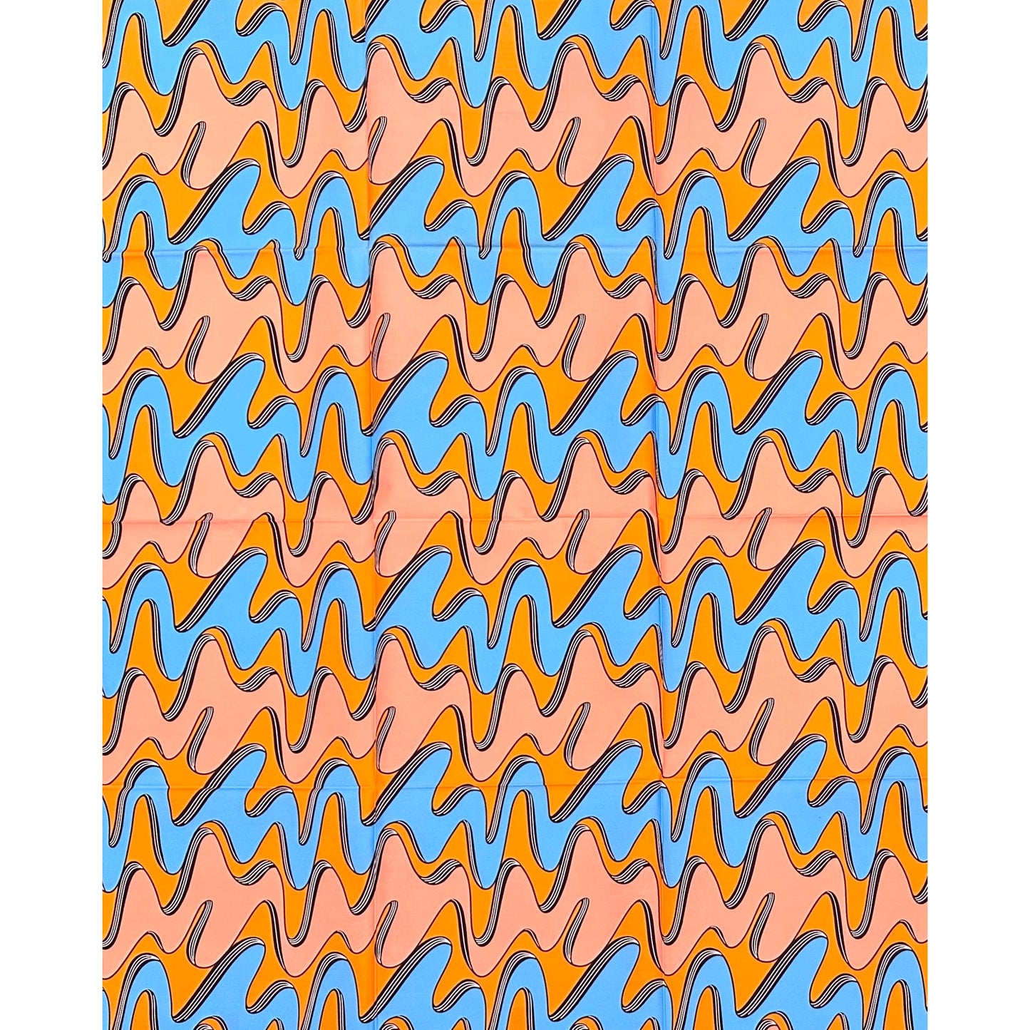 African Print Fabric/ Ankara - Pink, Coral, Blue 'Sunny Side Up', 1 YARD