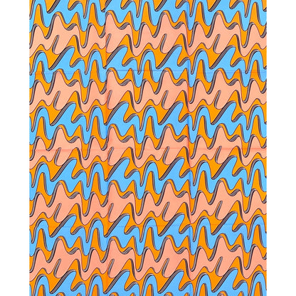 African Print Fabric/ Ankara - Pink, Coral, Blue 'Sunny Side Up', 1 YARD