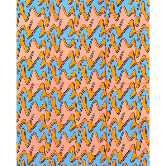 African Print Fabric/ Ankara - Pink, Coral, Blue 'Sunny Side Up', 1 YARD