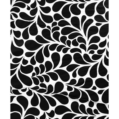 African Print, Stretch Cotton Satin Fabric- Black, White "Mimi", Per Yard