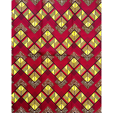African Print Fabric/ Ankara - Red, Yellow, Brown ‘Amaya Zion'