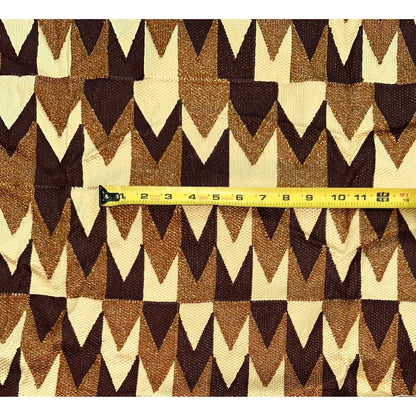 African Fabric/ Woven Kente - Brown, Beige, Metallic Gold “Efuru”, 4 Yards