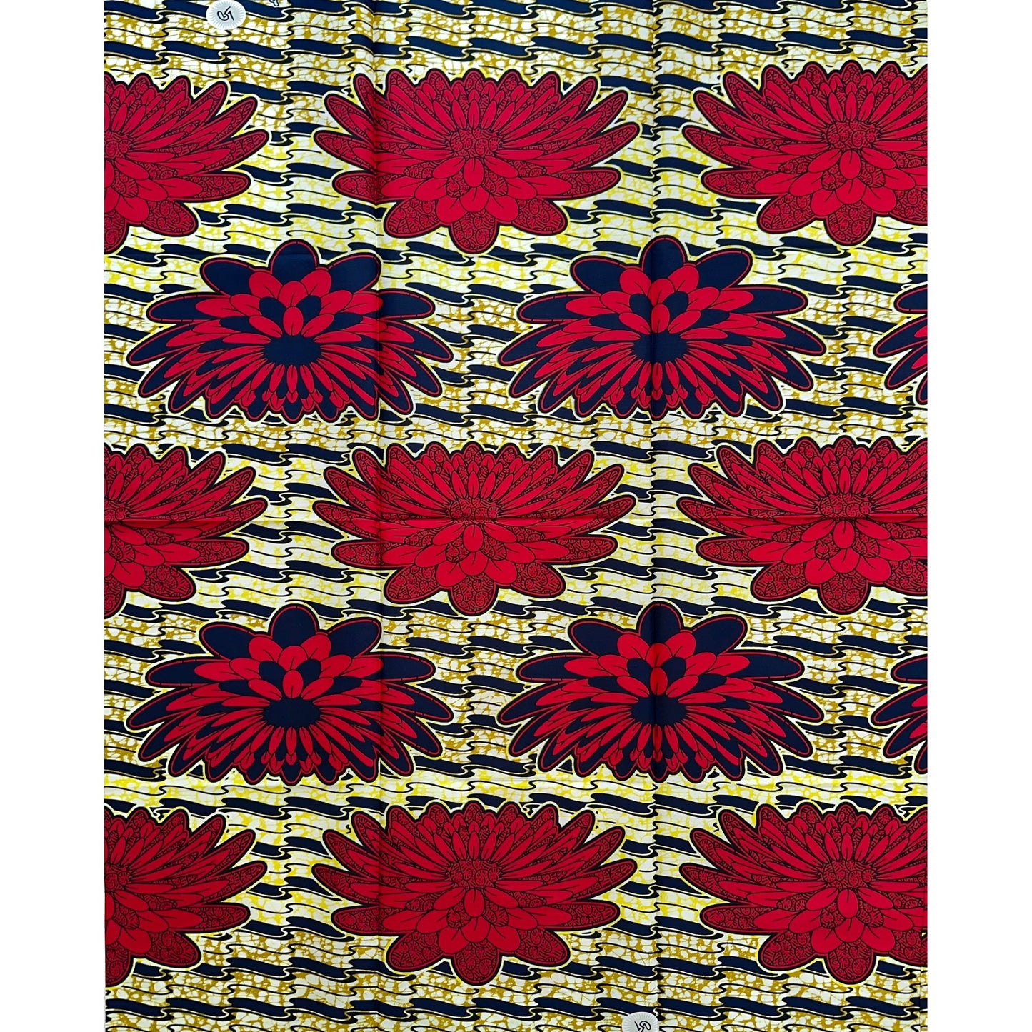 African Print Fabric/ Ankara - Red, Yellow, Brown, Navy ‘Amaya Shazam'