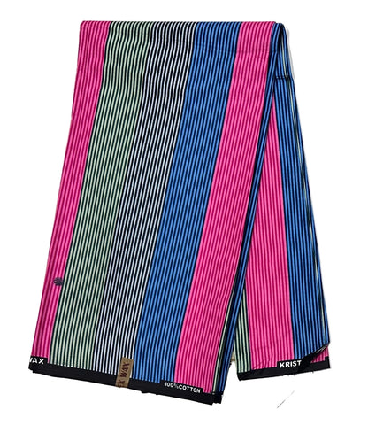 African Print Fabric/ Ankara - Pink, Green, Blue 'Good Company', YARD or WHOLESALE