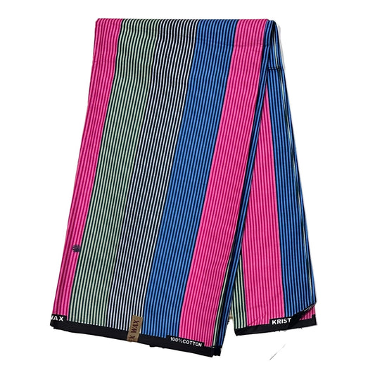 African Print Fabric/ Ankara - Pink, Green, Blue 'Good Company', YARD or WHOLESALE