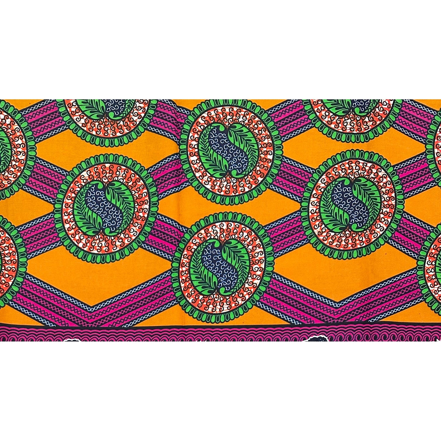 African Print Fabric/ Ankara - Green, Pink, Brown 'Ọ̀jà Royale,’ YARD or WHOLESALE