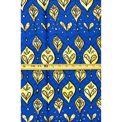 African Print Fabric/ Ankara - Blue, Yellow, Brown 'Kings Don’t Whisper', 1 YARD